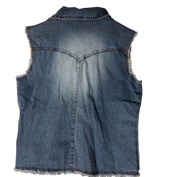 Vtg 90’s Y2K Periscope Denim Boho Top Shirt Sz M Corset Neckline Casual Western - Picture 6 of 8